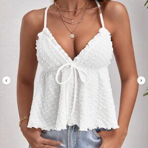 White Ruffled Tank Top